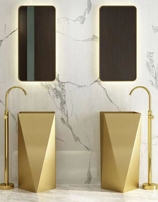 Brushed Finish Irregular Stainless Steel Pedestal Sink Floor Standing For Bathroom