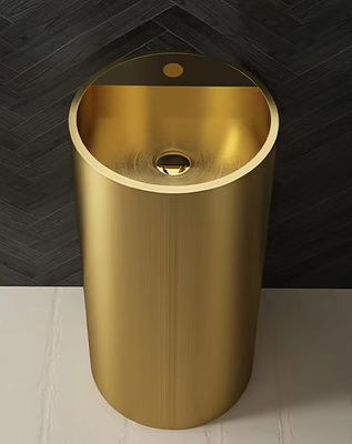Brushed Finish Pedestal Bathroom Sink , Freestanding Wash Basin SUS304 Material