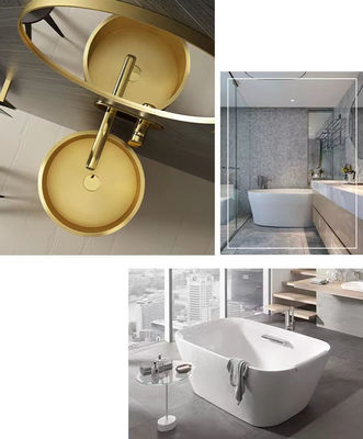 Brushed Finish Pedestal Bathroom Sink , Freestanding Wash Basin SUS304 Material