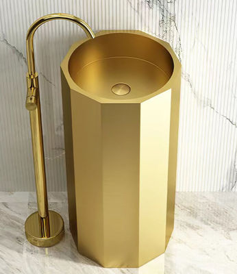 Round Column 304 Stainless Steel Pedestal Sink ODM With Nano Coating