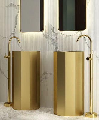 Round Column 304 Stainless Steel Pedestal Sink ODM With Nano Coating