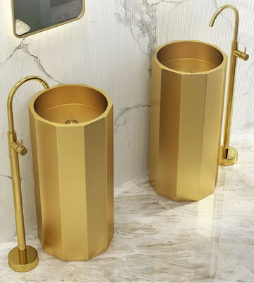 Round Column 304 Stainless Steel Pedestal Sink ODM With Nano Coating