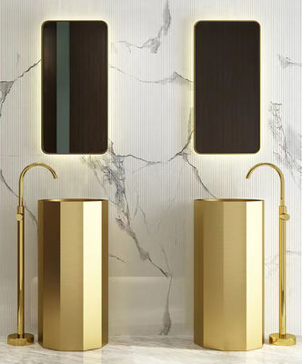 Round Column 304 Stainless Steel Pedestal Sink ODM With Nano Coating