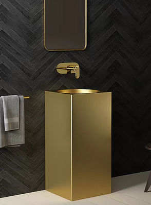 Multi Colors Stainless Steel Hand Wash Sink Freestanding Square Column Shape