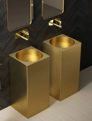 Multi Colors Stainless Steel Hand Wash Sink Freestanding Square Column Shape