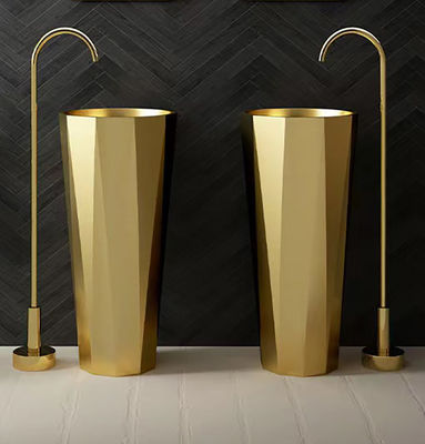 304 Stainless Steel Column Pedestal Sink For Hotel Clubhouse Bathroom