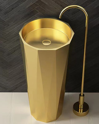 304 Stainless Steel Column Pedestal Sink For Hotel Clubhouse Bathroom