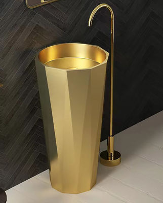 304 Stainless Steel Column Pedestal Sink For Hotel Clubhouse Bathroom