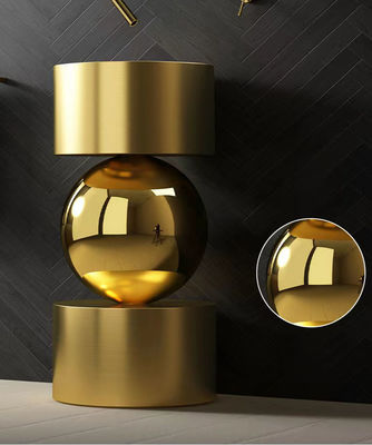 Cylindrical Bathroom Freestanding Basin Modern Style Brushed Gold Color