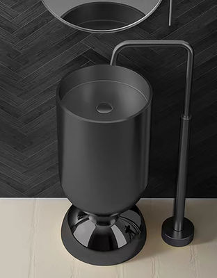 High Arc Free Standing Stainless Steel Pedestal Sink With PVD Nano Tech Coating