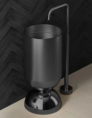 High Arc Free Standing Stainless Steel Pedestal Sink With PVD Nano Tech Coating