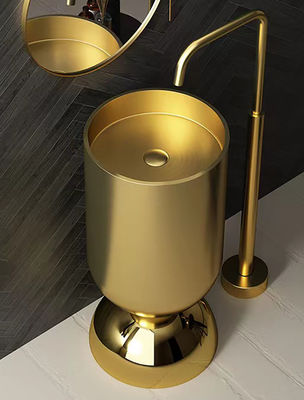 High Arc Free Standing Stainless Steel Pedestal Sink With PVD Nano Tech Coating