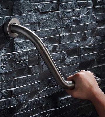 Wall Mounted Angled Shower Grab Bar With Mirror Polishing Stainless Steel 304 Material