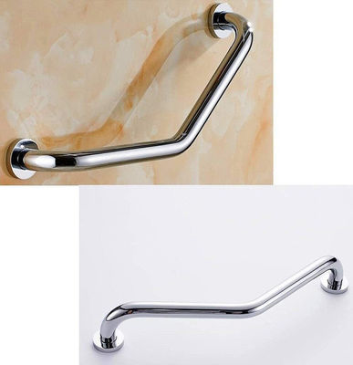 Wall Mounted Angled Shower Grab Bar With Mirror Polishing Stainless Steel 304 Material