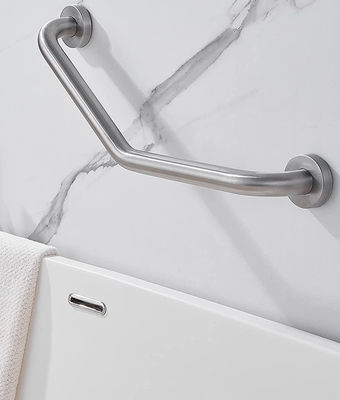 Wall Mounted Angled Shower Grab Bar With Mirror Polishing Stainless Steel 304 Material