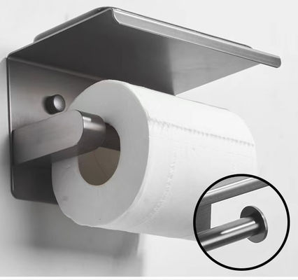 Stainless Steel 304 Toilet Tissue Dispensers , Toilet Paper Holder With Shelf OEM