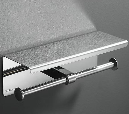 Double Roll Stainless Steel Toilet Paper Dispenser With Brushed Nickel Matte Black Color
