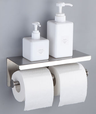Double Roll Stainless Steel Toilet Paper Dispenser With Brushed Nickel Matte Black Color
