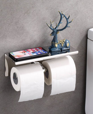 Double Roll Stainless Steel Toilet Paper Dispenser With Brushed Nickel Matte Black Color