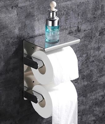 SUS 304 Double Roll Toilet Paper Holder Matte Black Color Multipurpose