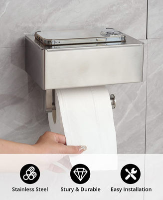 Polished Chrome Metal Stainless Steel Toilet Roll Dispenser For Bathroom Washroom Hotels