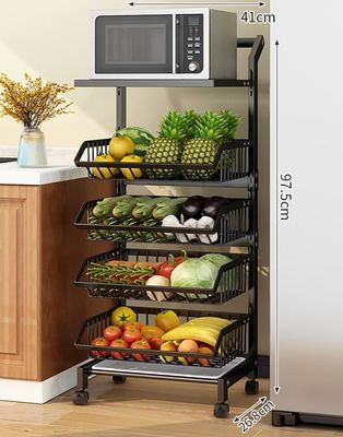 Multi Layer Freestanding Kitchen Rack 150lbs Floor Standing Vegetable Shelves
