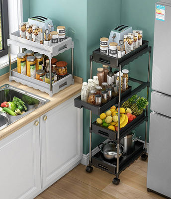 5 Tiers Freestanding Kitchen Rack , Kitchen Storage Cart For Vegetable ODM