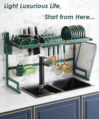 Green Gold Over The Sink Drying Rack Stainless Steel Material 850mm Width