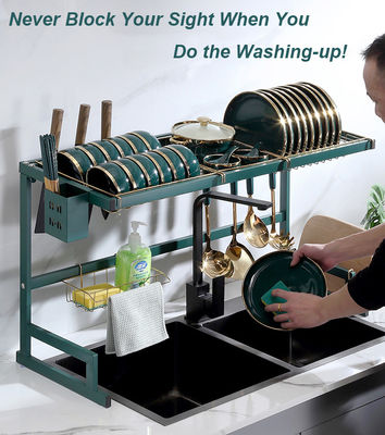Green Gold Over The Sink Drying Rack Stainless Steel Material 850mm Width
