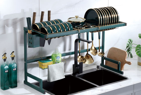 Green Gold Over The Sink Drying Rack Stainless Steel Material 850mm Width