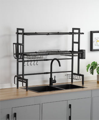 Stainless Steel Adjustable Over Sink Dish Rack 2 Tiers 780mm Height 255mm Width