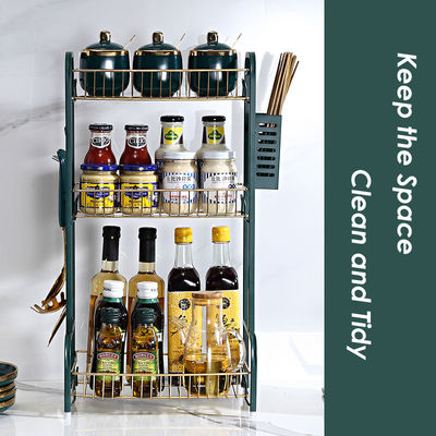 3 Tier Countertop Kitchen Rack Stainless Steel Green Gold 1.8 Litres Volume