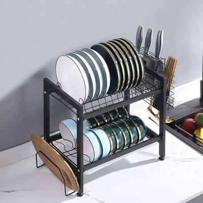 2 Layers Countertop Kitchen Rack Stainless Steel OEM 39cm Height For Tableware Drying