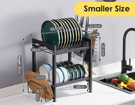 2 Layers Countertop Kitchen Rack Stainless Steel OEM 39cm Height For Tableware Drying