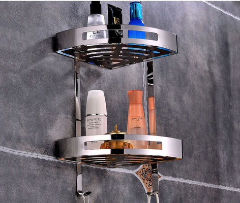 SUS304 Wall Mounted Bathroom Shelf , Mirror Polishing Stainless Steel Shampoo Holder