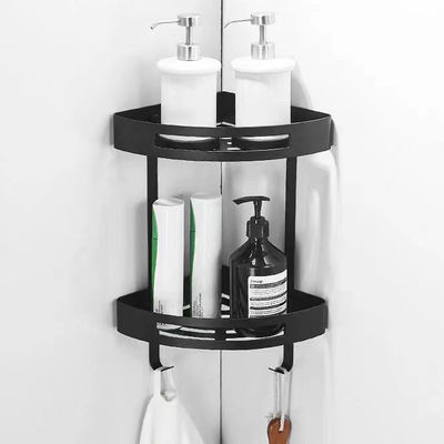 SUS304 Wall Mounted Bathroom Corner Shelf Rustproof With Matte Black Baking Paint Finish