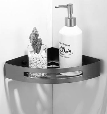 SUS304 Wall Mounted Bathroom Corner Shelf Rustproof With Matte Black Baking Paint Finish