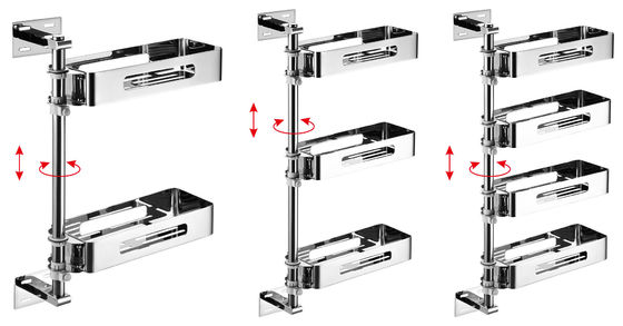 4 Tiers Adjustable Wall Mounted Kitchen Shelf With Mirror Polishing Finish