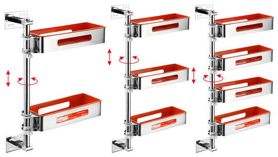 Multilayer Rotating Wall Mounted Kitchen Shelf SUS304 Stainless Steel Material