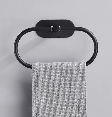 SUS304 Wall Mounted Bathroom Rack Set 6 PCS Matte Black color