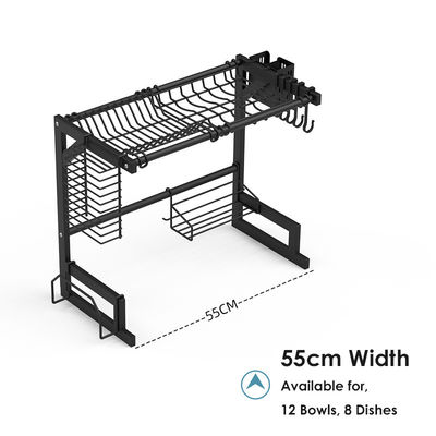 55cm Width Stainless Steel Over The Sink Drying Rack 18 Inch Height OEM
