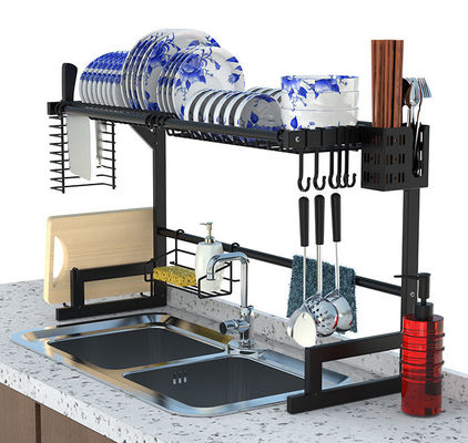 55cm Width Stainless Steel Over The Sink Drying Rack 18 Inch Height OEM