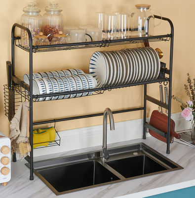 Height 80cm Stainless Steel Over The Sink Drying Rack OEM For Storing Kitchenware