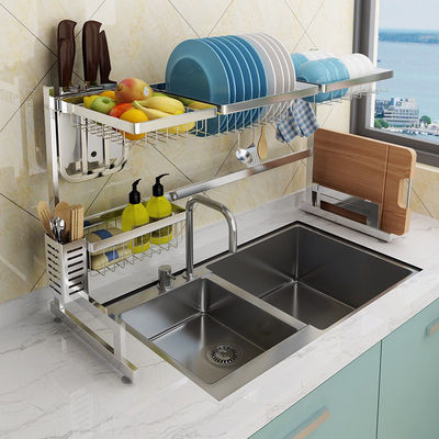 Polishing Sink Drying Rack 20 Inch Height , Rust Free Kitchen Dish Rack Over Sink