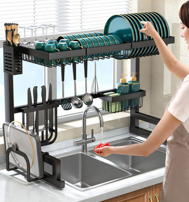 2 Tier Height 52cm Drying Rack , Dish Rack Over Sink For Dish Bowl Chopsticks
