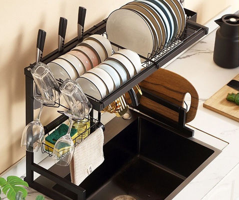 Dish Drying Stainless Steel Over The Sink Drying Rack OEM 65cm Width For Kitchenware