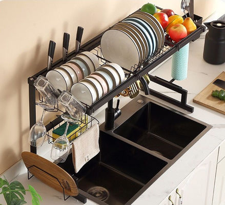 Width 850mm Kitchen Dish Rack Over Sink , Chopsticks Dish Drying Rack 515mm Height