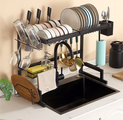 Dish Drying Stainless Steel Over The Sink Drying Rack OEM 65cm Width For Kitchenware