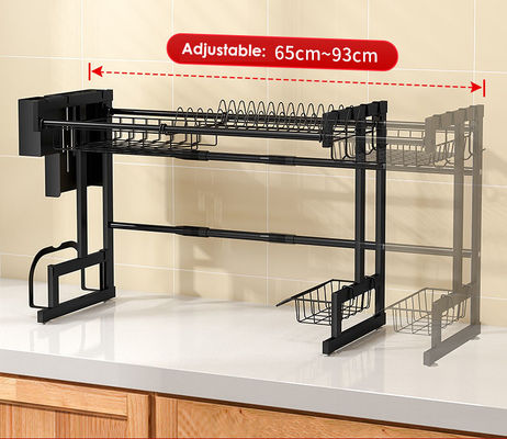 Width 300mm Adjustable Dish Drying Rack Over Sink OEM For Kitchen 500mm Height