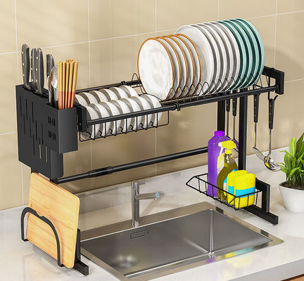 Width 300mm Adjustable Dish Drying Rack Over Sink OEM For Kitchen 500mm Height